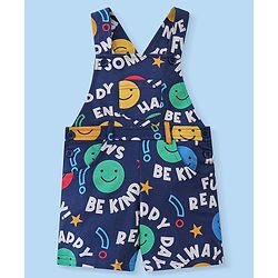 Babyhug 100% Cotton Knit Dungaree and Half Sleeves T-Shirt Set with Text Print - Blue