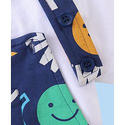 Babyhug 100% Cotton Knit Dungaree and Half Sleeves T-Shirt Set with Text Print - Blue