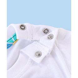 Babyhug 100% Cotton Knit Dungaree and Half Sleeves T-Shirt Set with Text Print - Blue