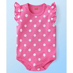 Babyhug 100% Cotton Knit Frill Sleeves Polka Dots & Ice Cream Printed Onesies Pack of 2 - White & Pink