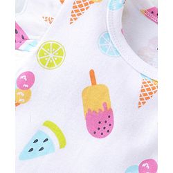 Babyhug 100% Cotton Knit Frill Sleeves Polka Dots & Ice Cream Printed Onesies Pack of 2 - White & Pink