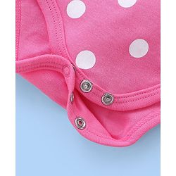 Babyhug 100% Cotton Knit Frill Sleeves Polka Dots & Ice Cream Printed Onesies Pack of 2 - White & Pink