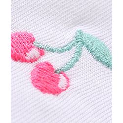 Babyhug Cotton Knit Sleeveless Top with Frills & Fruit Graphics -White