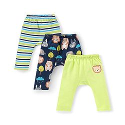 Babyhug Interlock Full Length Diaper Leggings Animal Print Pack of 3 - Multicolour