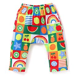 Babyhug Interlock Full Length Diaper Leggings Fruits Print Pack of 3 - Multicolour