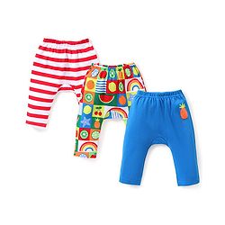 Babyhug Interlock Full Length Diaper Leggings Fruits Print Pack of 3 - Multicolour