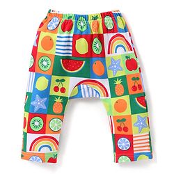 Babyhug Interlock Full Length Diaper Leggings Fruits Print Pack of 3 - Multicolour