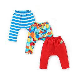 Babyhug Interlock Full Length Diaper Leggings Fruits Print Pack of 3 - Multicolour
