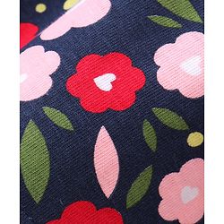 Babyhug Cotton Jersey Knit Sleeveless Floral Printed Frock with Headband  - Navy