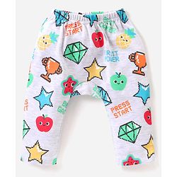 Babyhug Interlock Full Length Diaper Leggings Printed & Striped Pack of 3 - Multicolour