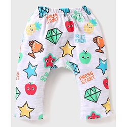 Babyhug Interlock Full Length Diaper Leggings Printed & Striped Pack of 3 - Multicolour