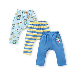 Babyhug Interlock Full Length Diaper Leggings Animal Print Pack of 3 - Multicolour