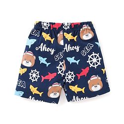Babyhug Cotton Knit Half Sleeves Teddy Printed Night Suit - Multicolour