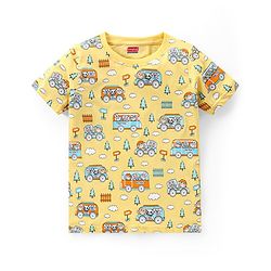 Babyhug Cotton Knit Half Sleeves Night Suit  With Animal Print - Multicolor