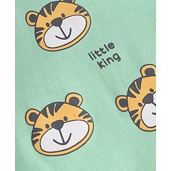 Babyhug Cotton Knit Half Sleeves Night Suit With Tiger Print - Multicolor