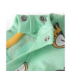Babyhug Cotton Knit Half Sleeves Night Suit With Tiger Print - Multicolor