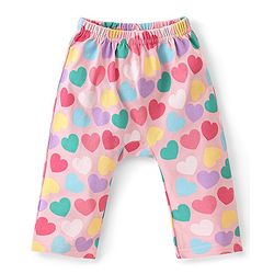 Babyhug Cotton Knit Full Length Diaper Leggings with Heart & Rainbow Print Pack of 3 - Multicolour