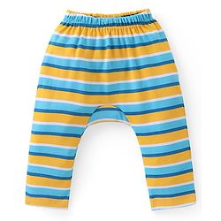 Babyhug Cotton Knit Full Length Striped Diaper Leggings Text Print Pack of 3 - Multicolour