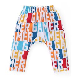 Babyhug Cotton Knit Full Length Striped Diaper Leggings Text Print Pack of 3 - Multicolour