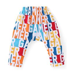 Babyhug Cotton Knit Full Length Striped Diaper Leggings Text Print Pack of 3 - Multicolour