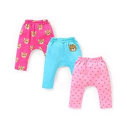 Babyhug Interlock Full Length Diaper Leggings Animal Print Pack of 3 - Multicolour