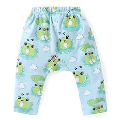 Babyhug Cotton Knit Full Length Striped Diaper Leggings Frog Print Pack of 3 - Multicolour