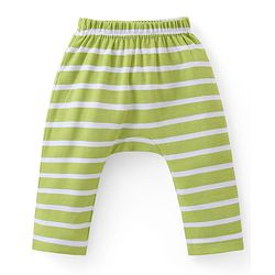 Babyhug Cotton Knit Full Length Striped Diaper Leggings Frog Print Pack of 3 - Multicolour