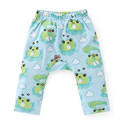 Babyhug Cotton Knit Full Length Striped Diaper Leggings Frog Print Pack of 3 - Multicolour