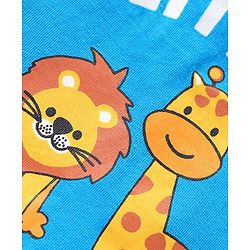 Babyhug 100% Cotton Knit Sleeveless Sando Stripes & Jungle Safari Theme Pack of 3 - Blue Yellow & White