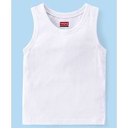 Babyhug 100% Organic Cotton Knit Sleeveless Sando Pack of 3 - White