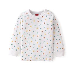Babyhug Full Sleeves All Over Printed Thermal Vests & Pant Set of 3 - Off White