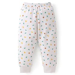 Babyhug Full Sleeves All Over Printed Thermal Vests & Pant Set of 3 - Off White