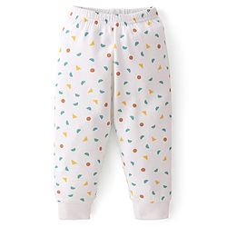 Babyhug Full Sleeves All Over Printed Thermal Vests & Pant Set of 3 - Off White