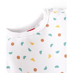 Babyhug Full Sleeves All Over Printed Thermal Vests & Pant Set of 3 - Off White