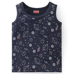 Babyhug Full Sleeves Solid Thermal Vests & Pant Set Space Print - Dark Grey
