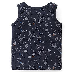 Babyhug Full Sleeves Solid Thermal Vests & Pant Set Space Print - Dark Grey