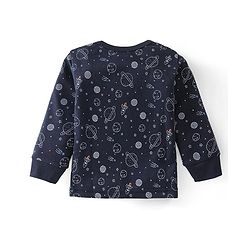 Babyhug Full Sleeves Solid Thermal Vests & Pant Set Space Print - Dark Grey