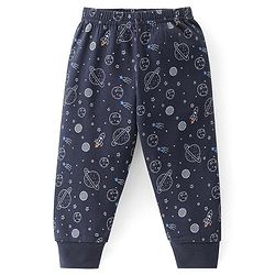 Babyhug Full Sleeves Solid Thermal Vests & Pant Set Space Print - Dark Grey