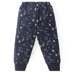 Babyhug Full Sleeves Solid Thermal Vests & Pant Set Space Print - Dark Grey
