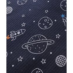 Babyhug Full Sleeves Solid Thermal Vests & Pant Set Space Print - Dark Grey