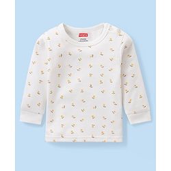 Babyhug Full Sleeves Vest Pullover & Bottom Thermal Wear Combo Floral Print Pack Of 3 - Off White
