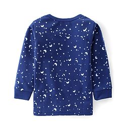 Babyhug Full Sleeve & Sleeveless Thermal Vests & Pant Set With Space Theme Print - Blue
