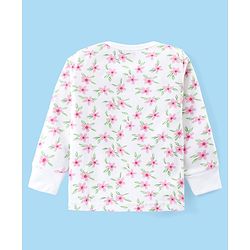 Babyhug Full Sleeves Vest Pullover & Pant Thermal Wear Combo Floral Print - Off White