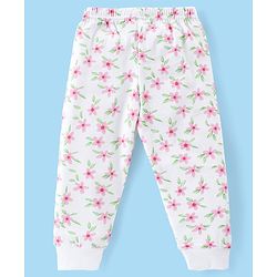 Babyhug Full Sleeves Vest Pullover & Pant Thermal Wear Combo Floral Print - Off White