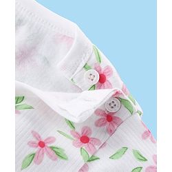 Babyhug Full Sleeves Vest Pullover & Pant Thermal Wear Combo Floral Print - Off White