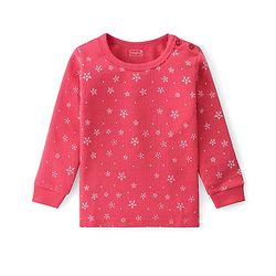 Babyhug Cotton Full Sleeves & Sleeveless Thermal Vests & Pant Set with Snow Print - Pink