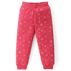 Babyhug Cotton Full Sleeves & Sleeveless Thermal Vests & Pant Set with Snow Print - Pink