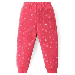 Babyhug Cotton Full Sleeves & Sleeveless Thermal Vests & Pant Set with Snow Print - Pink
