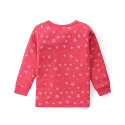 Babyhug Cotton Full Sleeves & Sleeveless Thermal Vests & Pant Set with Snow Print - Pink