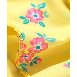 Babyhug Sleeveless Frock Style Swimsuit With Floral Print & Frill Detailing- Yellow